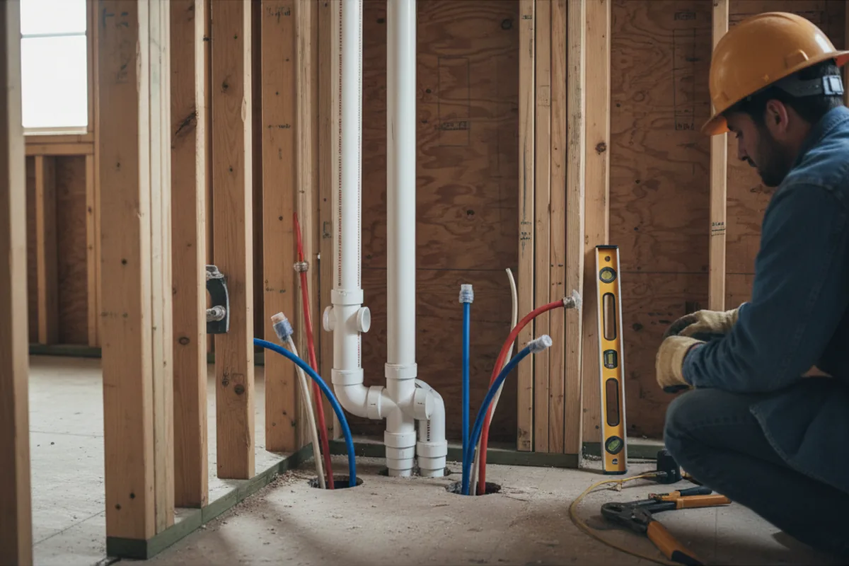 Drain and supply rough-in during Drain Cleaning in Seward