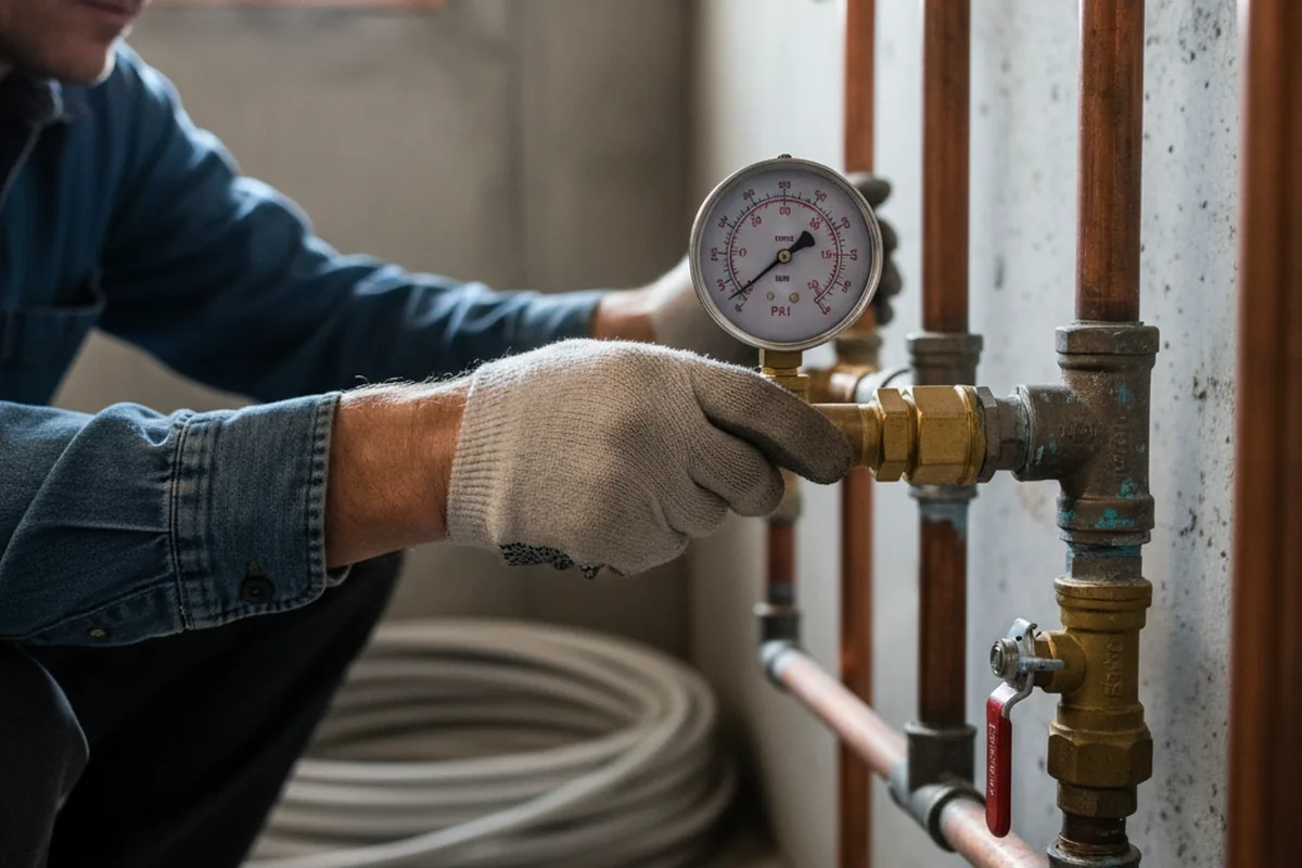 Pressure testing a repaired line during Water Line Repair in Seward